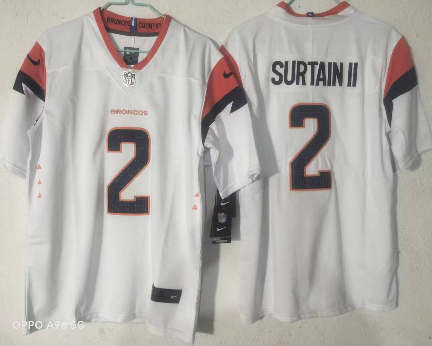 Men's Denver Broncos Patrick Surtain II #2 White Team Game Jersey