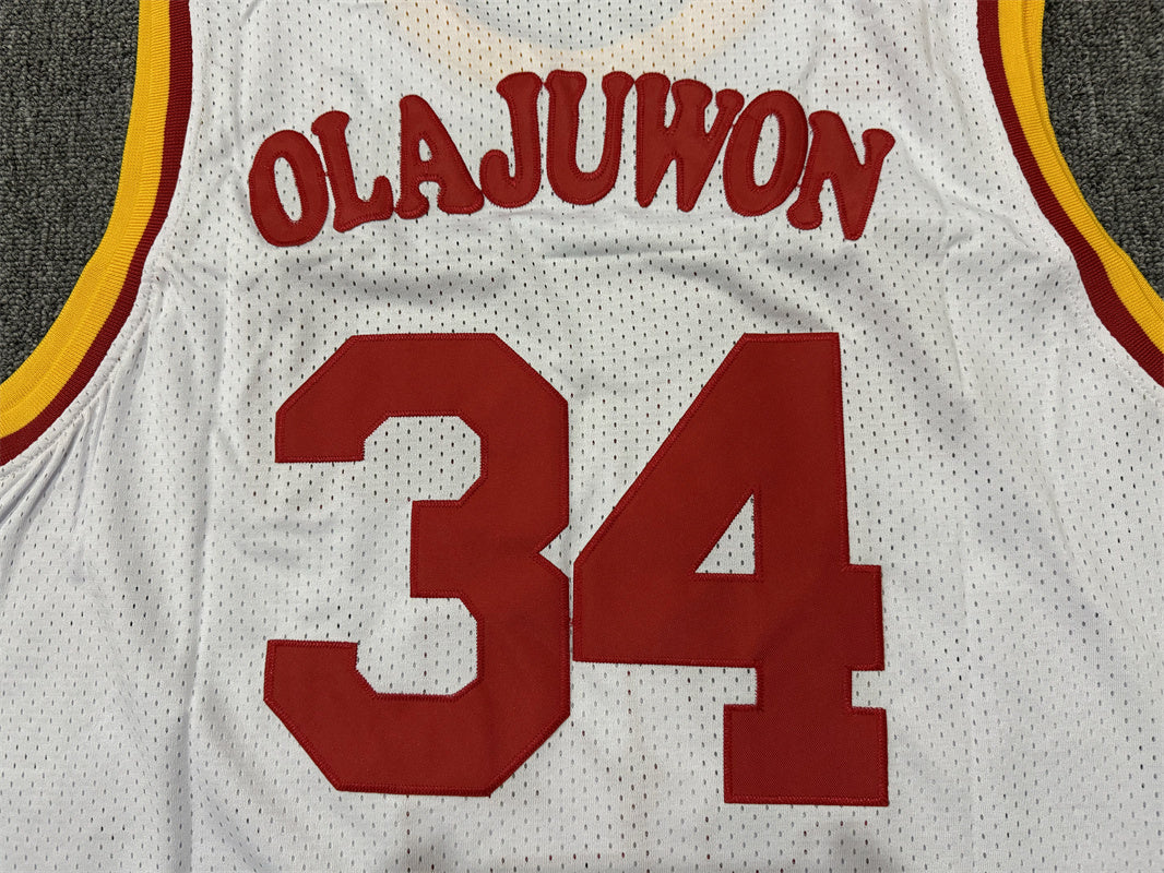 Men's Houston Rockets Hakeem Olajuwon #34 White Hardwood Classics Swingman Jersey1