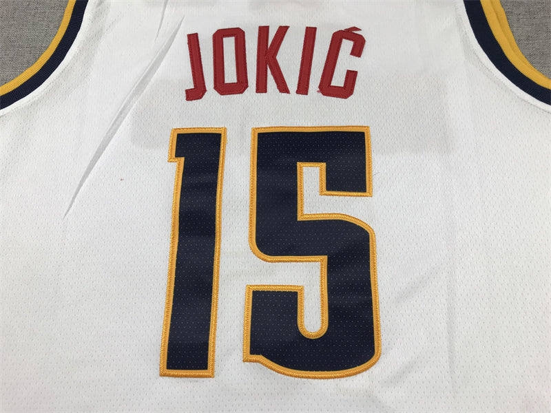 Men's Denver Nuggets Nikola Jokic #15 NBA White 2020/21 Swingman Jersey1