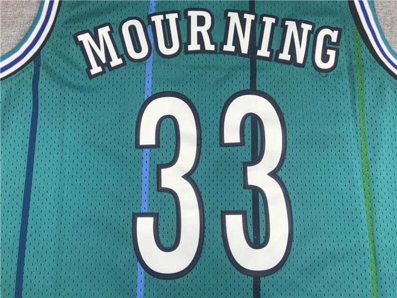 Men's Charlotte Hornets Alonzo Mourning Hardwood Classics Swingman Player jersey1