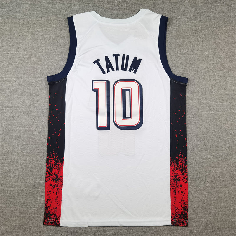 Men's 2024 USA Dream Team Jayson Tatum #10 White Authentic Player Jersey