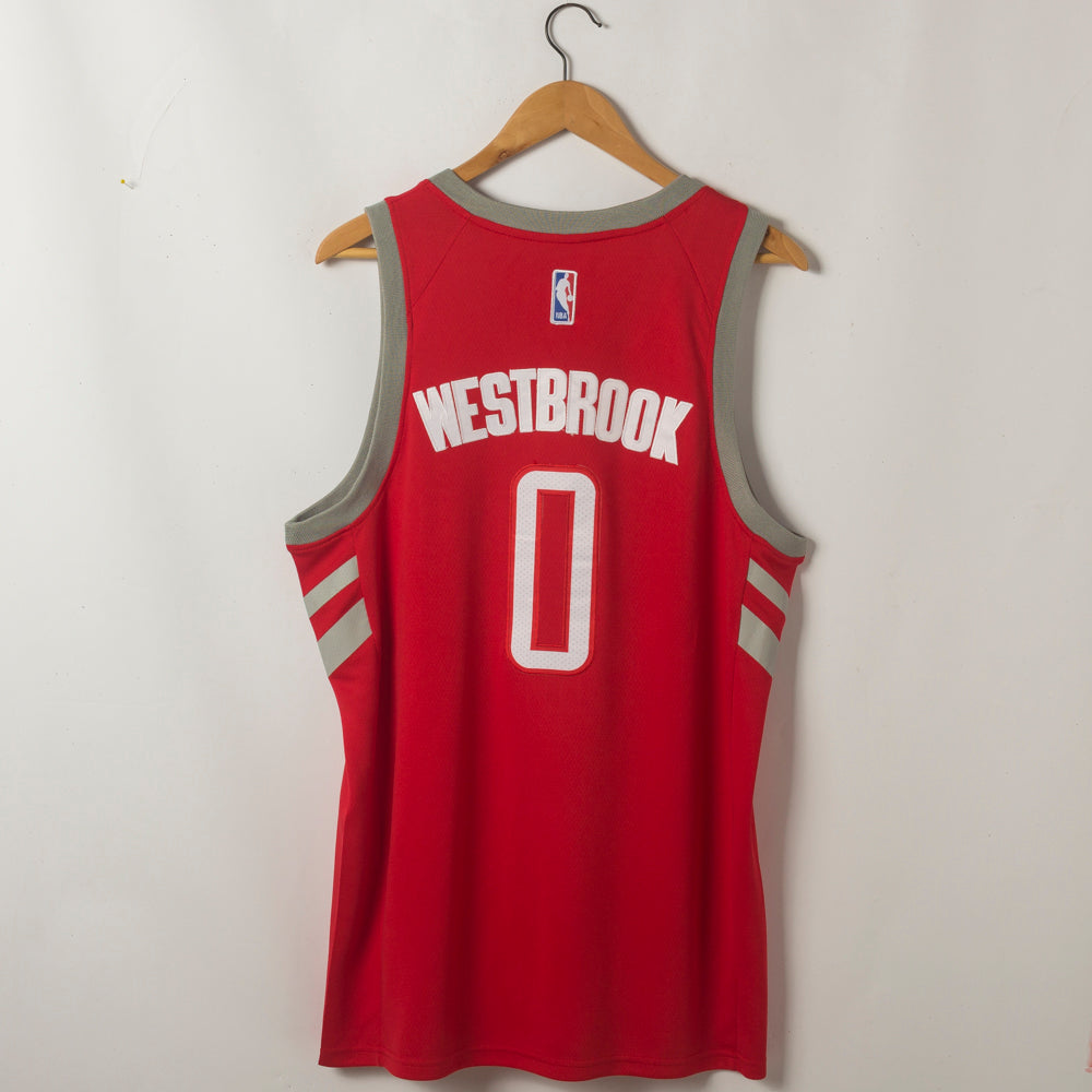 Men's Houston Rockets Russell Westbrook #0 Red Classics Swingman Jersey1