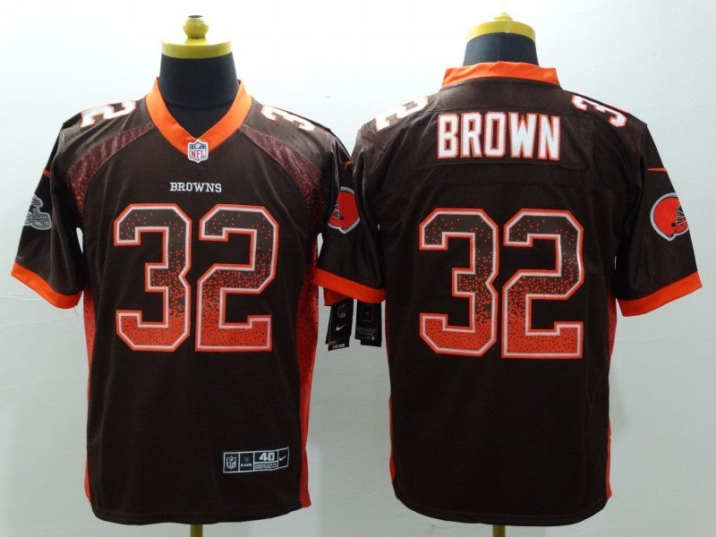 Men's Cleveland Browns Jim Brown #32 Brown Game Jersey1