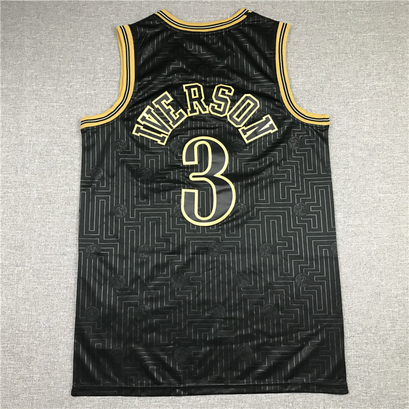 Men's Philadelphia 76ers Allen Iverson Black 2000-01 Hardwood Classics Jersey1