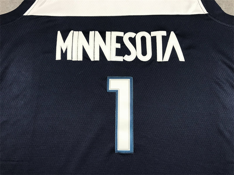 Men's Minnesota Timberwolves Anthony Edwards Navy 2021/22 Swingman Jersey1