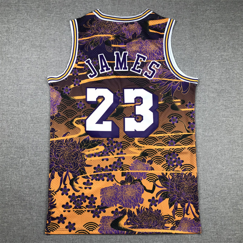 Men's Los Angeles Lakers LeBron James #23 Year of Rabbit Edition Hardwood Classics Swingman Jersey1