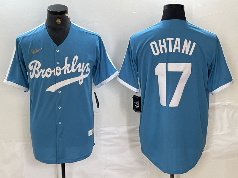 Men's Los Angeles Dodgers Shohei Ohtani #17 Light Blue Alternate Cooperstown Collection Player Jersey1