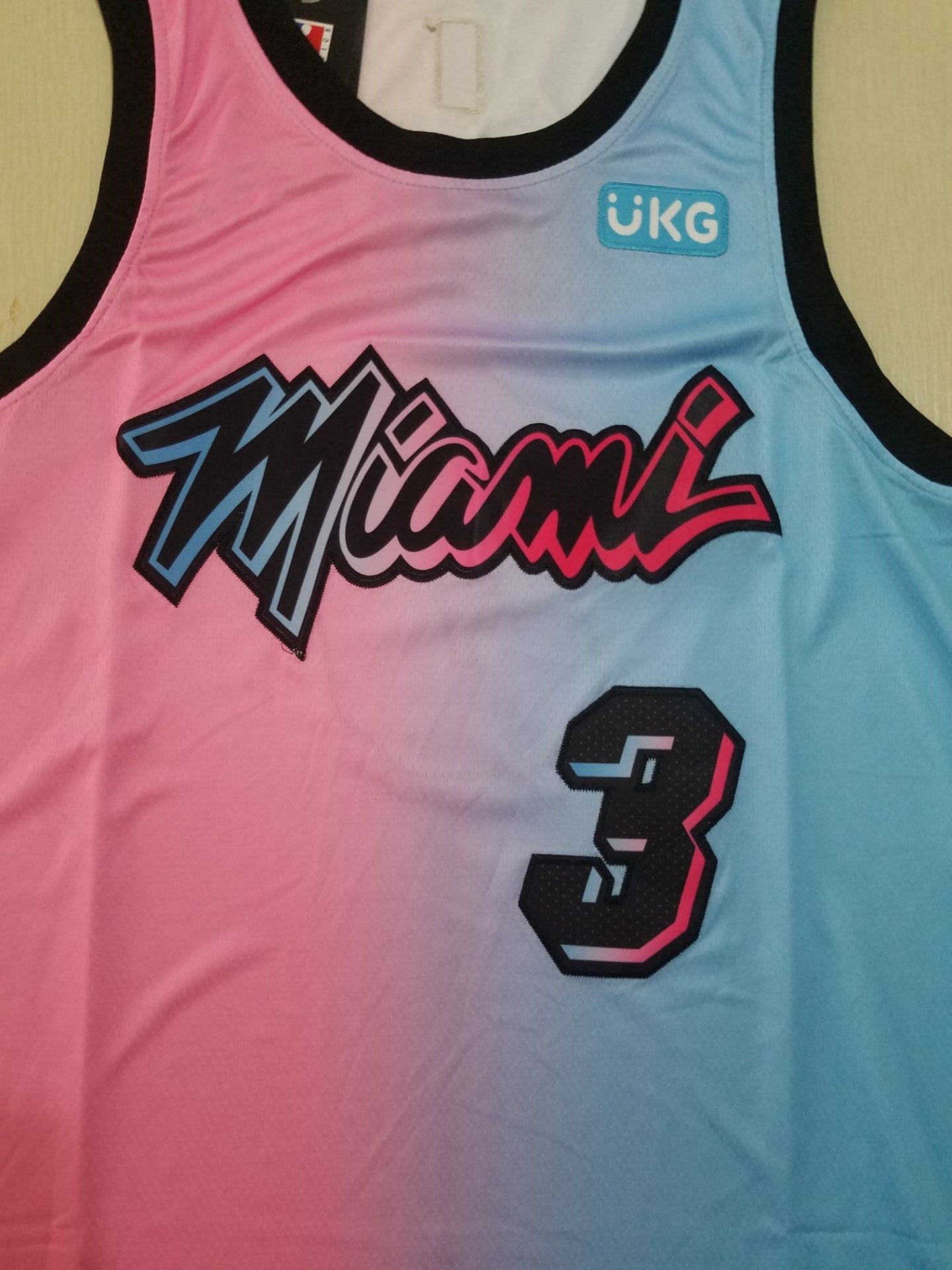 Men's Miami Heat Dwyane Wade #3 Pink/Blue Swingman Player Jersey1