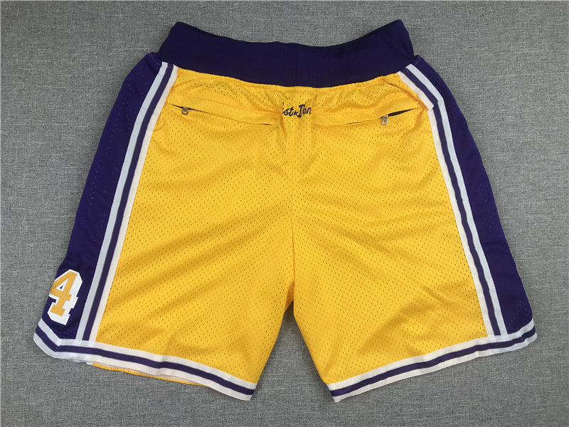 Men's Los Angeles Lakers #8/24 Yellow Basketball Shorts1