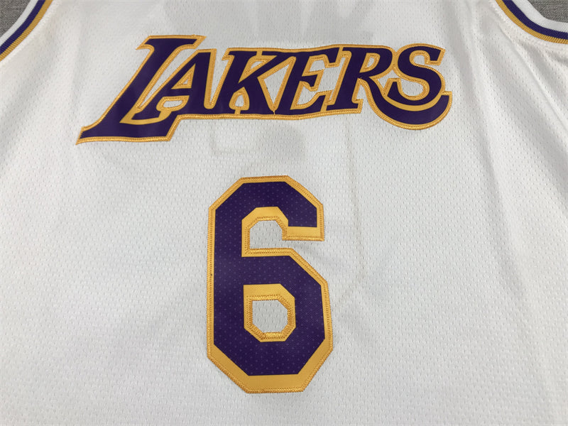 Men's Los Angeles Lakers LeBron James #6 White 2022/23 Swingman Jersey1 - Association Edition