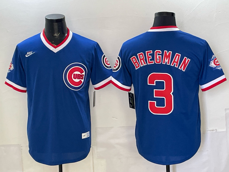 Men's Chicago Cubs Alex Bregman #3 Royal Throwback Cooperstown Collection Limited Jersey