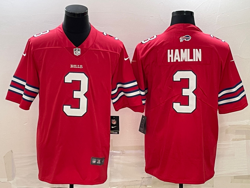 Men's Buffalo Bills Damar Hamlin #3 Red Game Jersey1