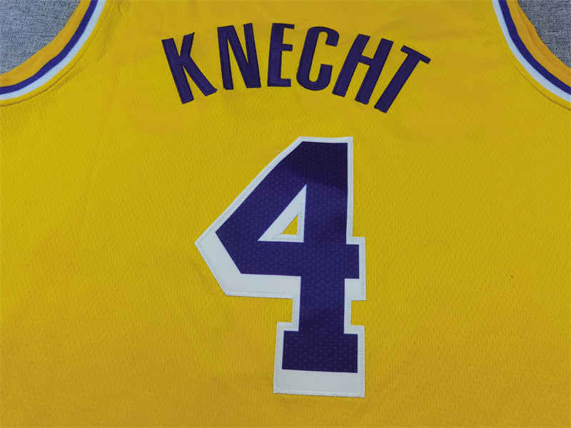 Men's Los Angeles Lakers Dalton Knecht #4 Gold Swingman Jersey1 - Icon Edition