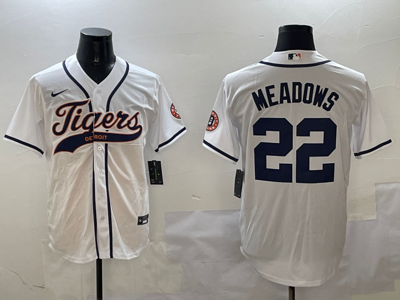 Men's Detroit Tigers Parker Meadows #22 White Player Jersey1