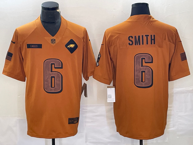 Men's Philadelphia Eagles DeVonta Smith #6 Brown 2023 Salute To Service Limited Jersey1