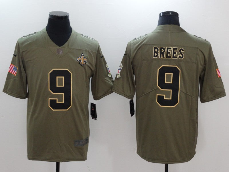 Men's New Orleans Saints Drew Brees #9 Brown Game Jersey1