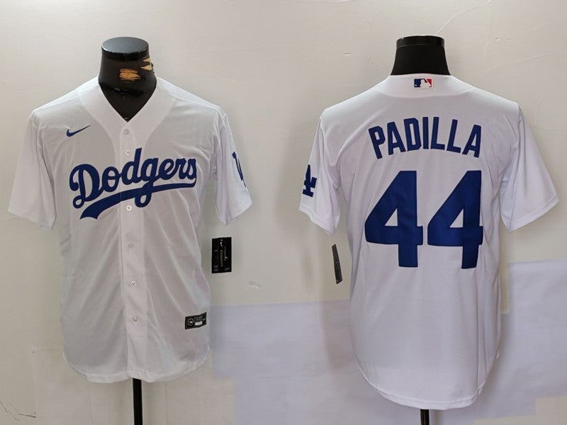 Men's Los Angeles Dodgers Vicente Padilla #44 White Replica Player Jersey1