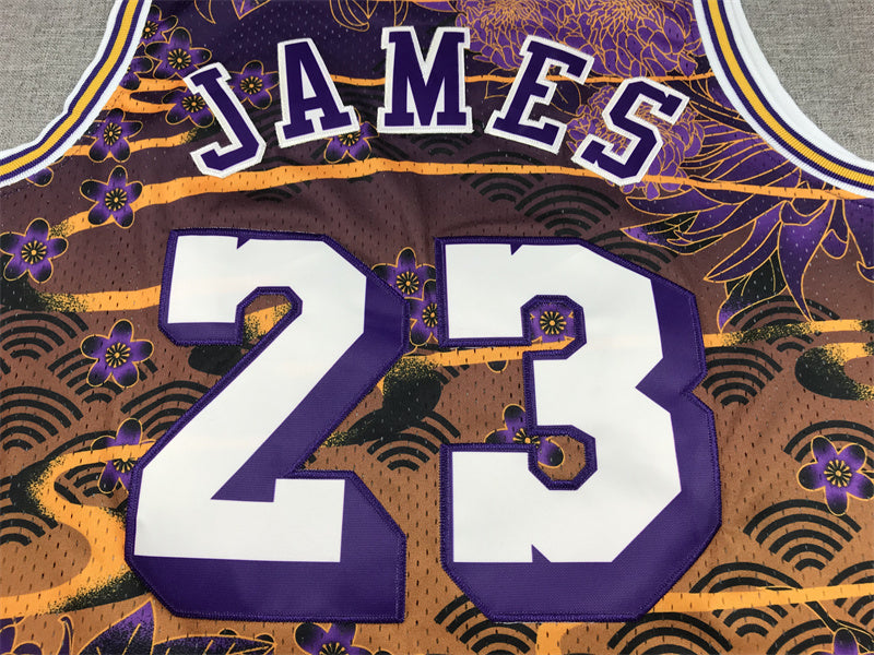 Men's Los Angeles Lakers LeBron James #23 Year of Rabbit Edition Hardwood Classics Swingman Jersey1