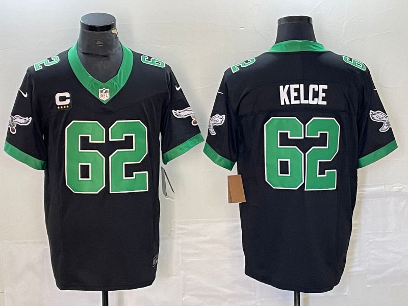 Men's Philadelphia Eagles Jason Kelce #62 Black Game Player Jersey1