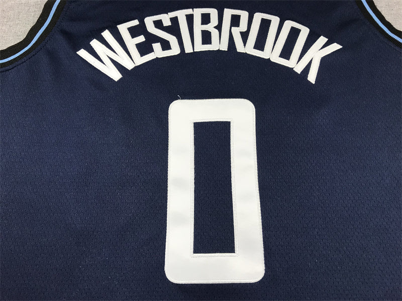 Men's LA Clippers Russell Westbrook #0 Navy 2023/24 Swingman Jersey1 - City Edition
