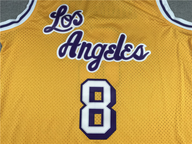 Men's Los Angeles Lakers Kobe Bryant Yellow 1996-97 Hardwood Classics Authentic Jersey1