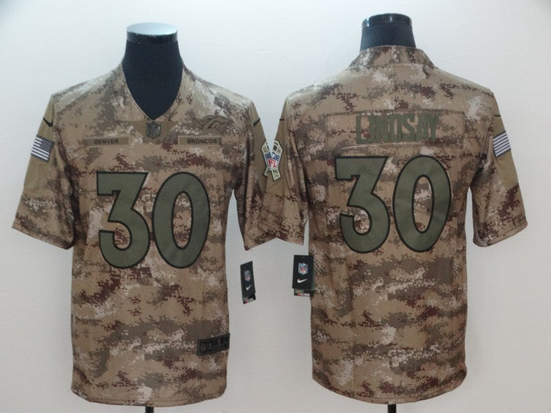 Men's Denver Broncos Phillip Lindsay #30 Camouflage Game Jersey1