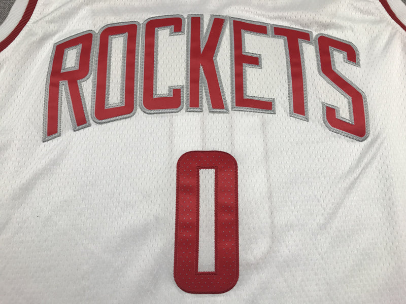 Men's Houston Rockets Russell Westbrook #0 White Classics Swingman Jersey1