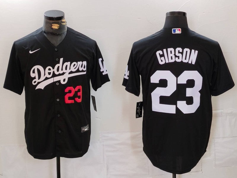 Men's Los Angeles Dodgers Kirk Gibson #23 Black Limited Player Jersey1