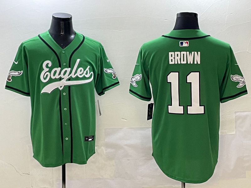 Men's Philadelphia Eagles A.J. Brown #11 Green Team Game Jersey1