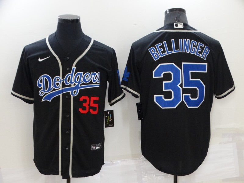 Men's Los Angeles Dodgers Cody Bellinger #35 Black Game Player Jersey1