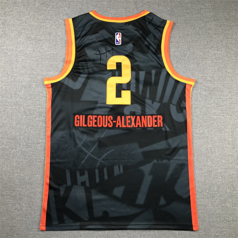 Men's Oklahoma City Thunder Shai Gilgeous-Alexander #2 Black 2023/24 Swingman Jersey1 - City Edition