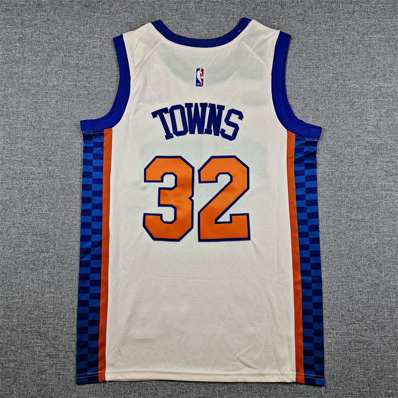 Men's New York Knicks Karl-Anthony Towns #32 Cream 2025/26 Game Jersey - City Edition