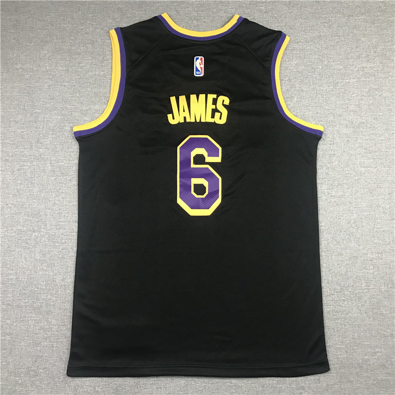 Men's Los Angeles Lakers LeBron James 2020/21 Black Swingman Player Jersey1