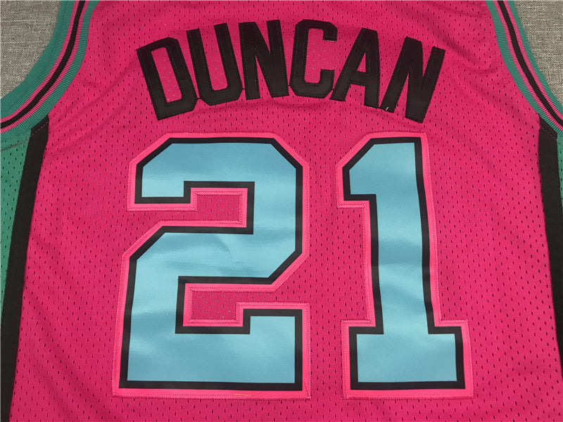 Men's San Antonio Spurs Tim Duncan Pink 1998/99 Classics Swingman Player Jersey1