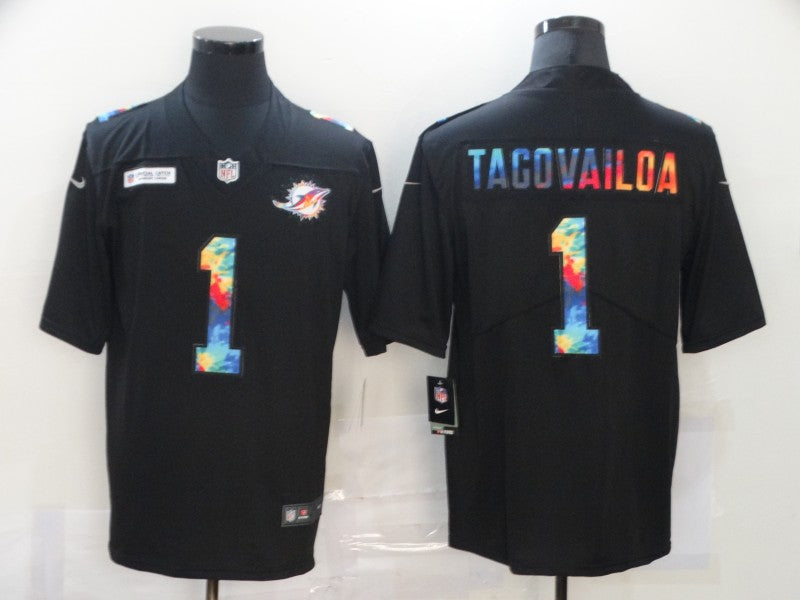 Men's Miami Dolphins Tua Tagovailoa #1 Black Player Game Jersey1