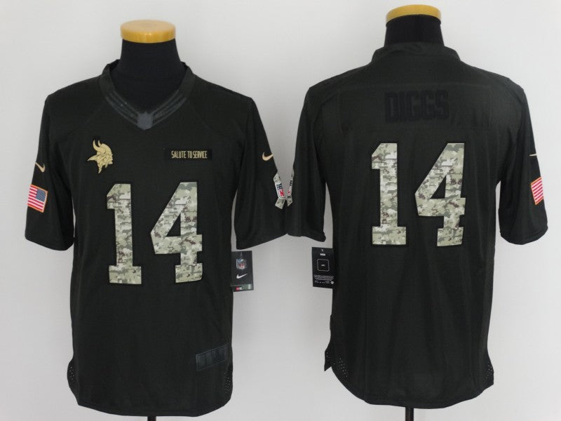Men's Minnesota Vikings Stefon Diggs #14 Black Alternate Game Jersey1