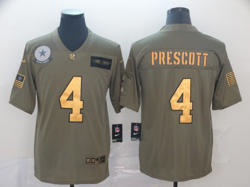 Men's Dallas Cowboys Dak Prescott #4 Brown Game Jersey1
