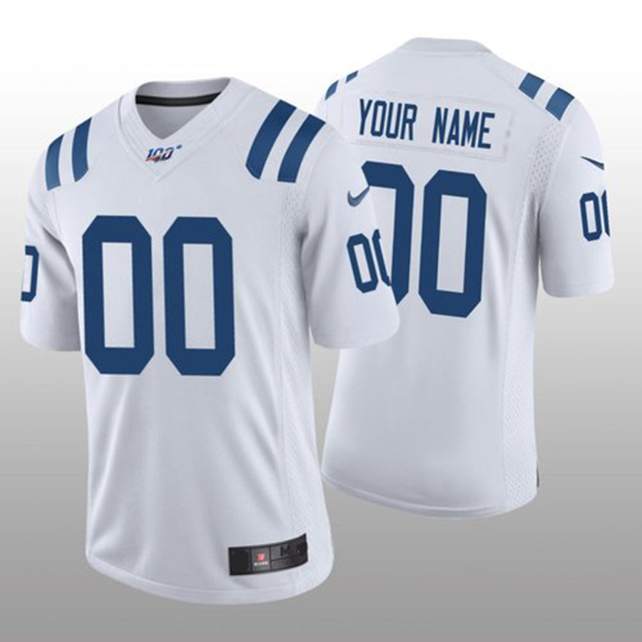 Custom1 Indianapolis Colts White Vapor Limited 100th Season Jersey1 Stitched American Football Jerseys