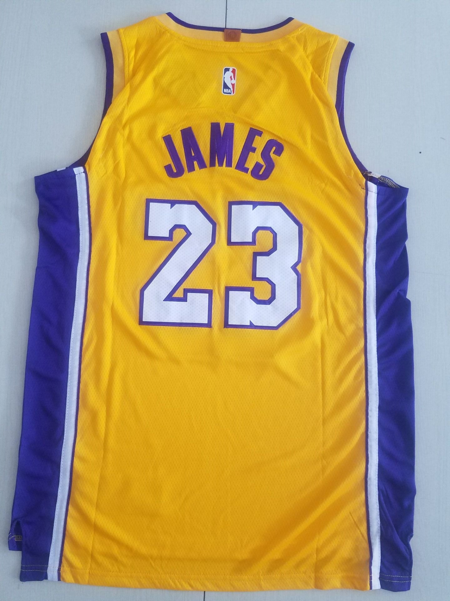 Men's Los Angeles Lakers LeBron James #23 NBA Yellow Swingman Jersey1