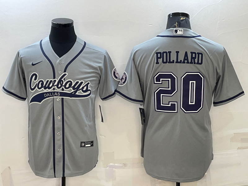 Men's Dallas Cowboys Tony Pollard #20 Gray Game Jersey1 Joint Edition