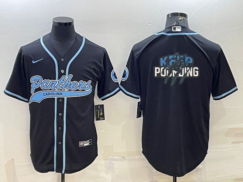 Men's Carolina Panthers Black Game Jersey1