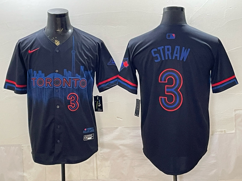 Men's Toronto Blue Jays Willie Straw #3 Black 2024 City Connect Limited Player Jersey