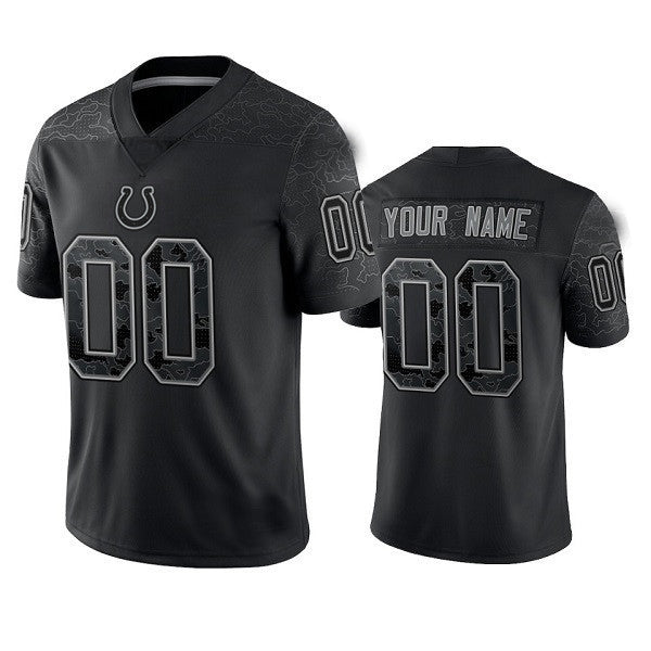 Custom1 Indianapolis Colts Active Player Black Reflective Limited Stitched Football Jersey1
