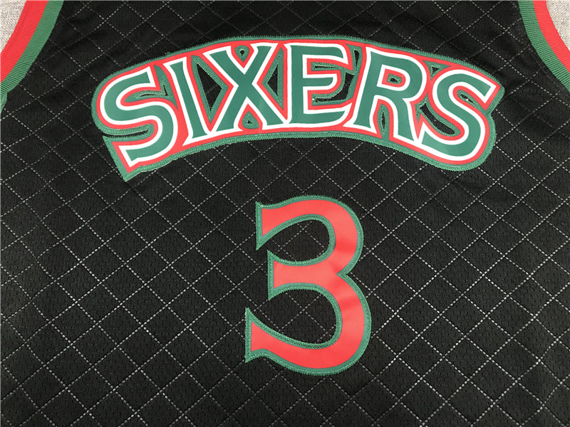 Men's Philadelphia 76ers Allen Iverson Black 1996-97 Hardwood Classics Jersey1