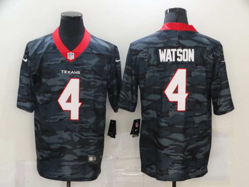 Men's Houston Texans Deshaun Watson #4 Gray Camouflage Game Jersey1