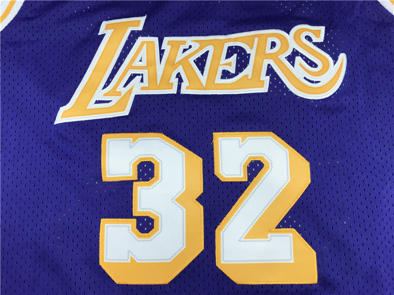 Men's Los Angeles Lakers Magic Johnson #32 Purple Throwback Jersey1