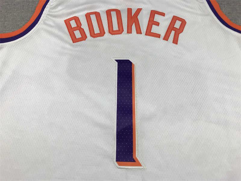 Men's Phoenix Suns Devin Booker #1 White 2023/24 Fast Break Replica Jersey1 - Association Edition