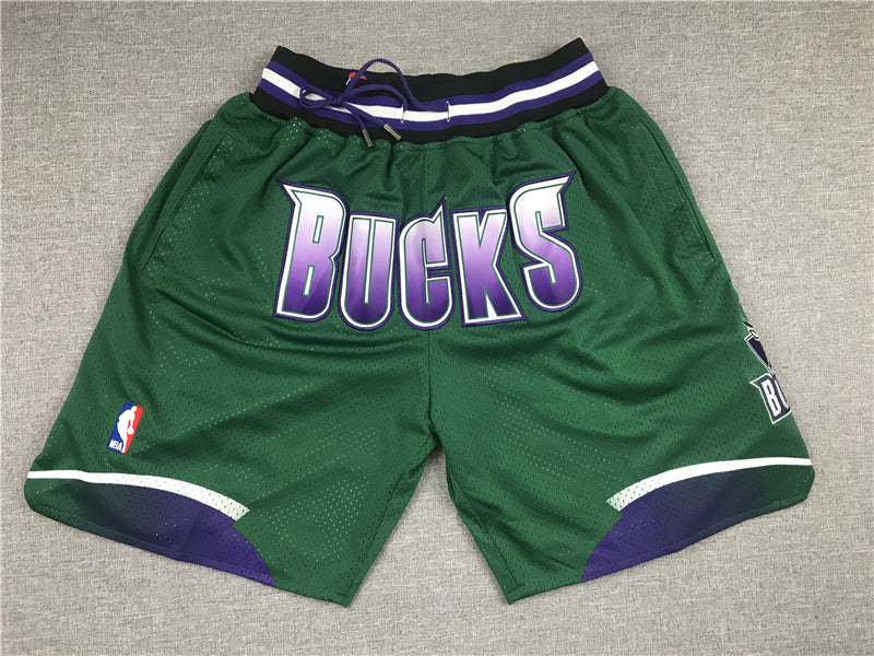 Men's Milwaukee Bucks Basketball Shorts1 With pocket Vintage Green
