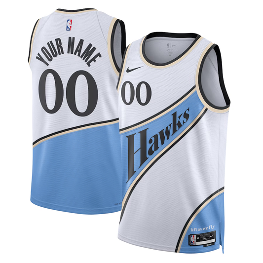 Men's Atlanta Hawks White 2024/25 Custom Swingman Jersey1 - City Edition