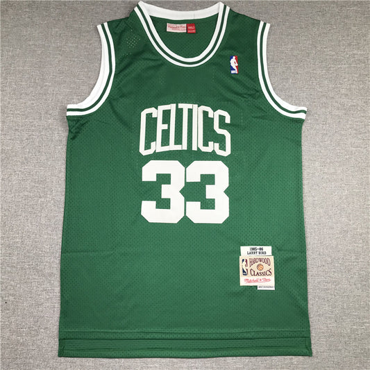 Men's Boston Celtics Larry Bird Green 1985-86 Hardwood Classics Swingman Jersey1
